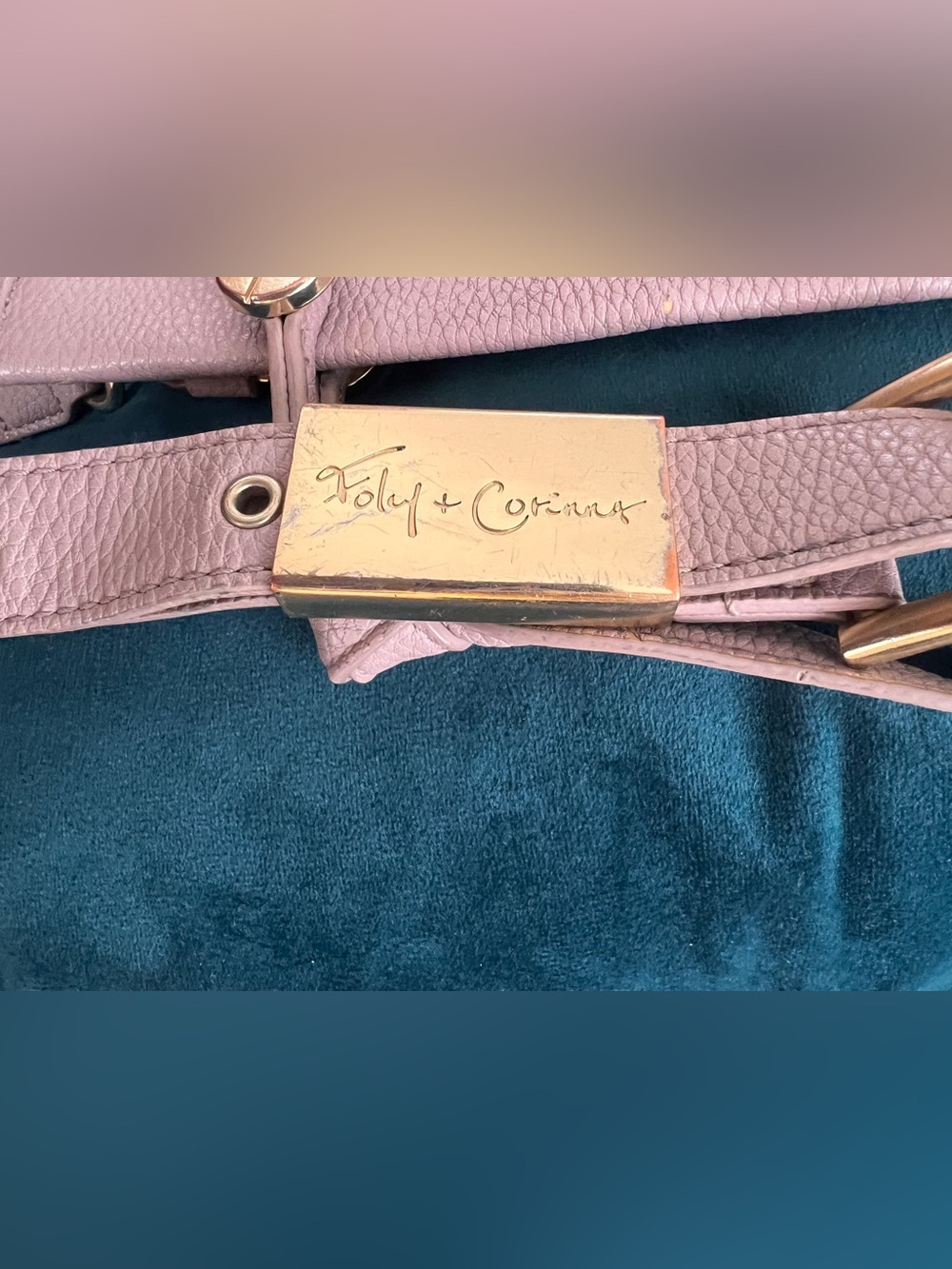Foley + Corinna Dusty Rose Leather Shoulder Bag with Gold Hardware